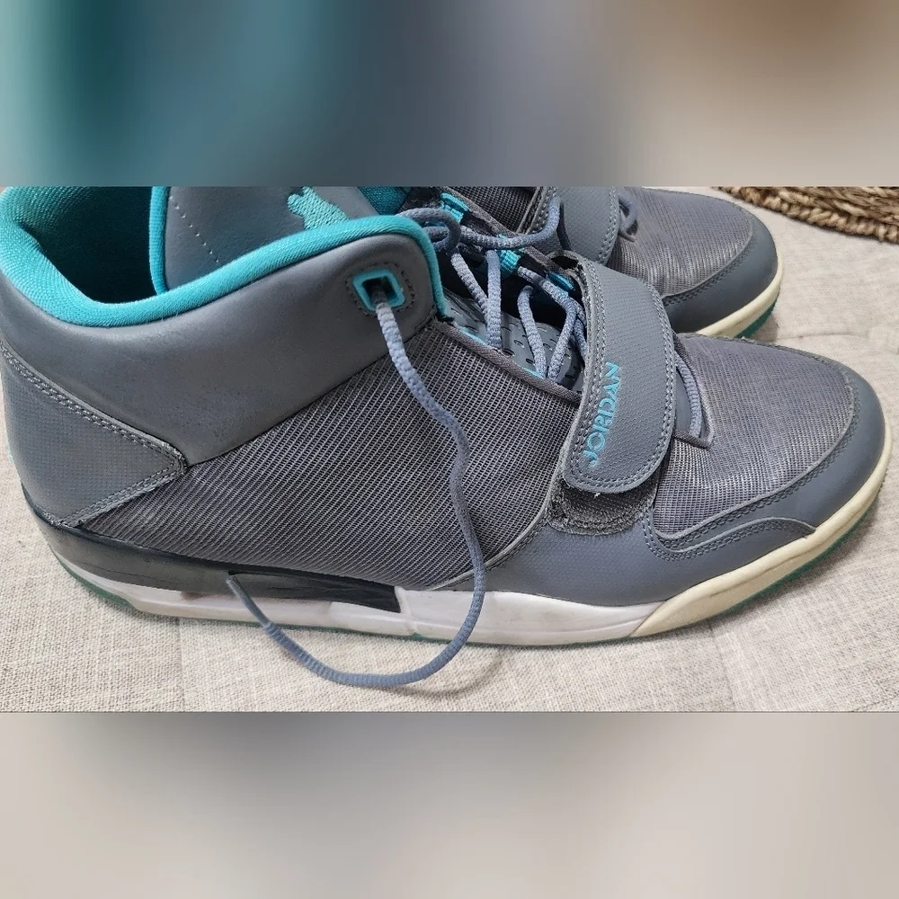 Jordan Gray and Blue Sneakers Athletic Design
